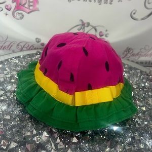 watermelon hat 🍉👒 baby 0-6 months pink black green yellow ribbon bow tie 🎀